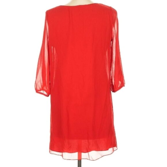 Lulus Vibrant Red Flowy short Dress with long sleeves with cutout design - Picture 2 of 5